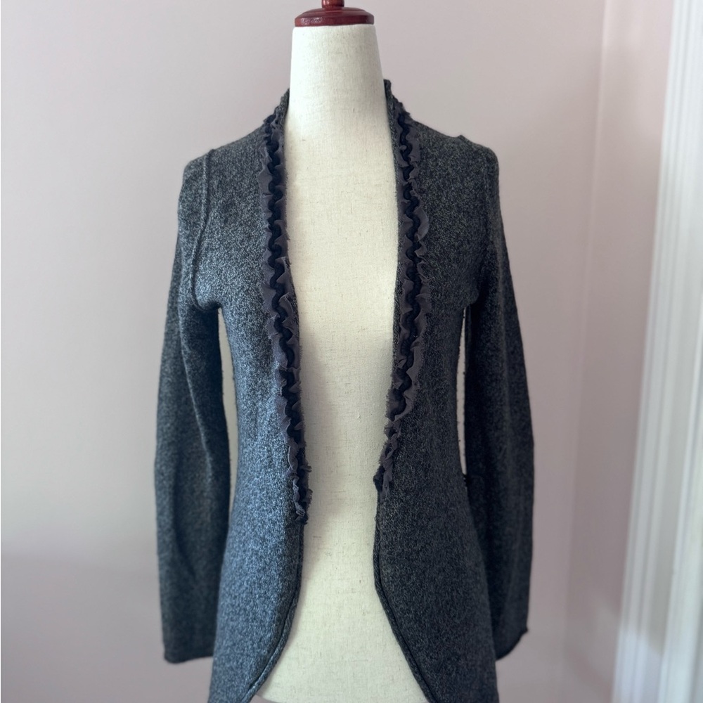 Gray Ruffled Women's cardigan